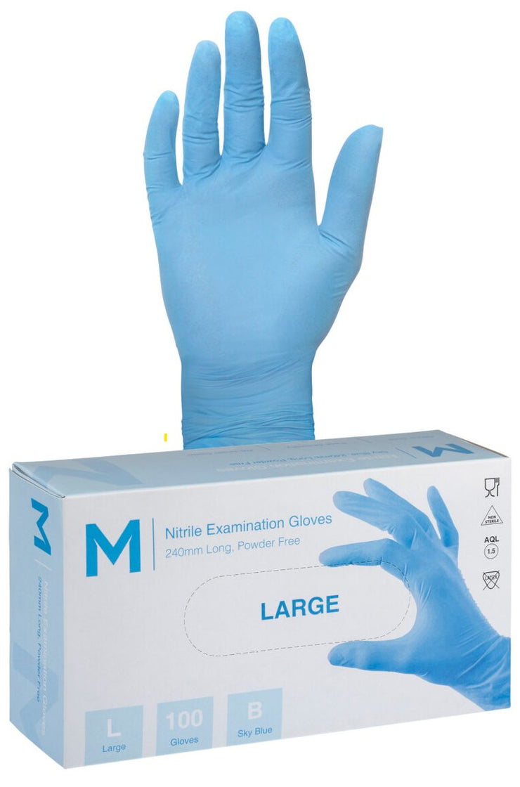 'M' Gloves - Nitrile, Sky Blue, 5g, Powder Free